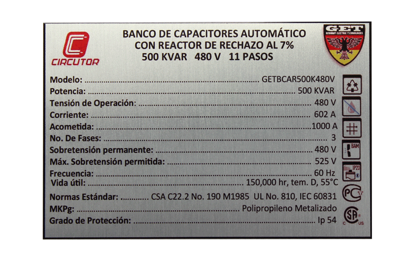 Placa tipo industrial