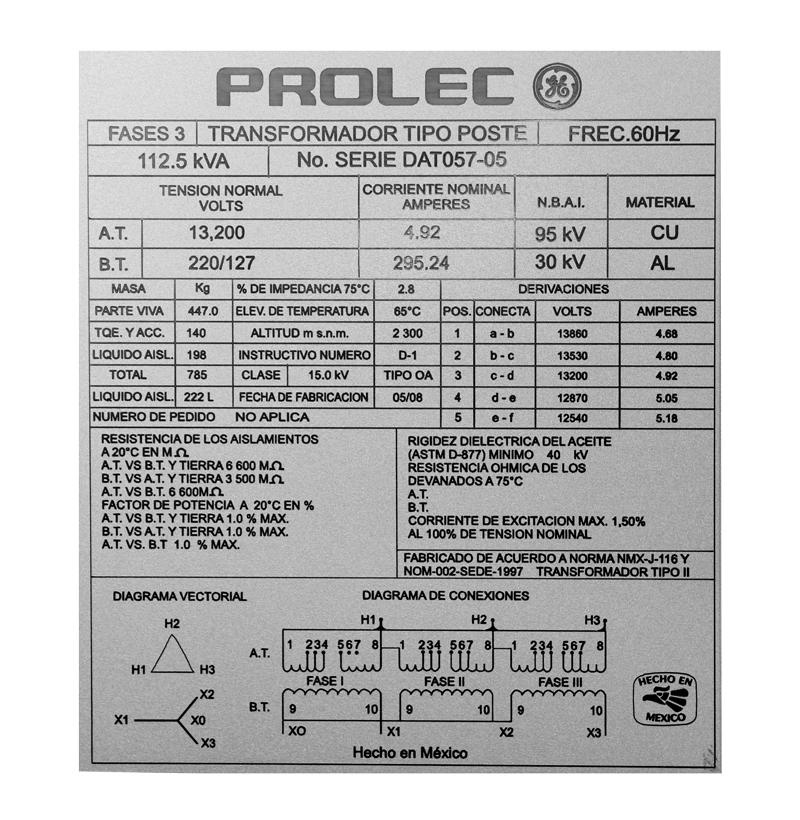 Placa tipo industrial